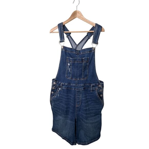 Judy Blue High Waist Double Cuff Denim Short Overalls Sz 2XL - Picture 3 of 13